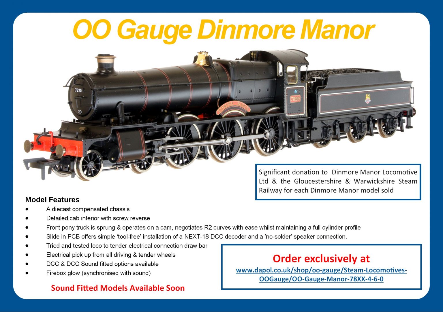 OO Gauge Model of 7820 Dinmore Manor Dinmore Manor Limited
